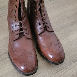 Andrew Marc Wingtip leather lace up boots size 10